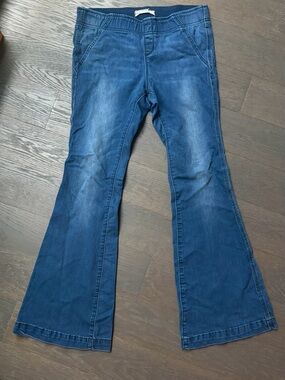 Free People Dark Blue Flared Wide-Leg Jeans